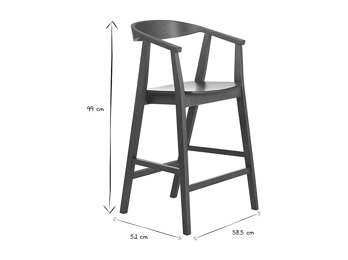 Taburetes de bar escandinavos en madera oscura (lote de 2) BAHIA