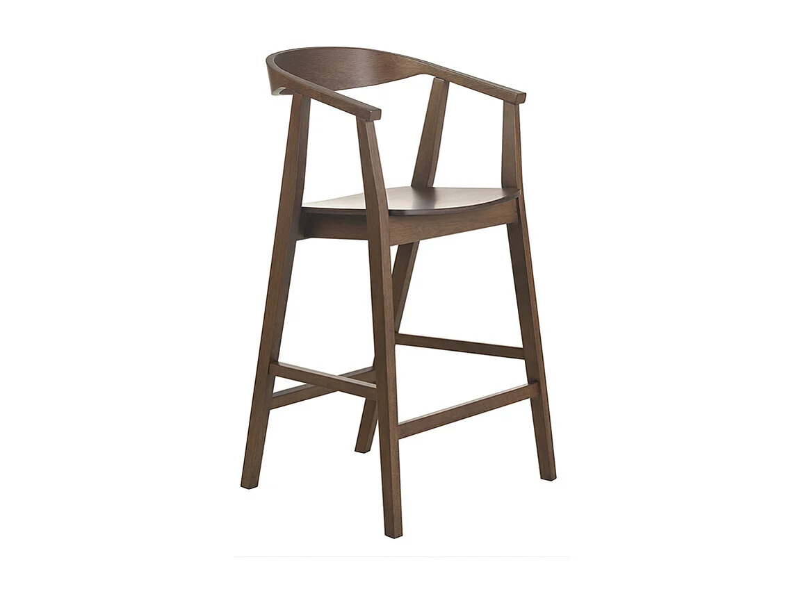 Skandinavische Barhocker aus dunklem Holz (2er Set) BAHIA