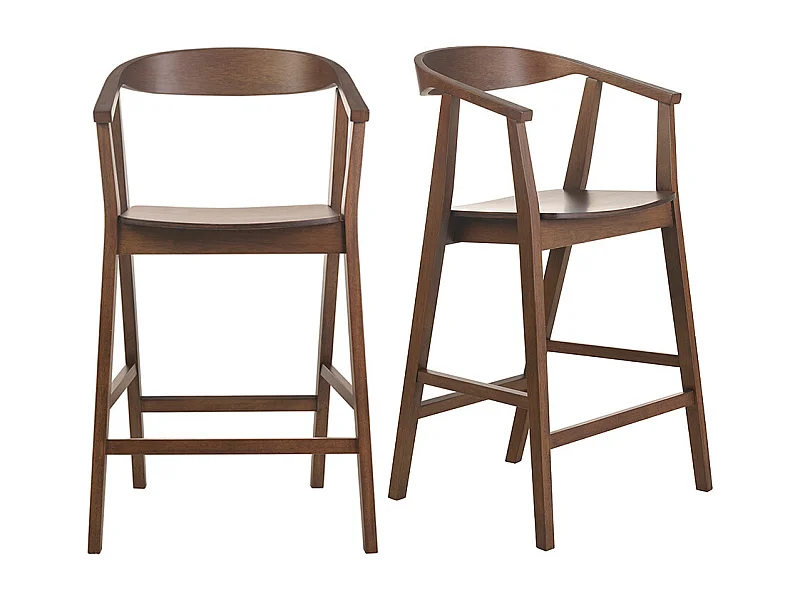 Skandinavische Barhocker aus dunklem Holz (2er Set) BAHIA