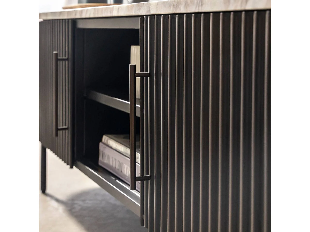 Meuble TV en métal et marbre Orlando