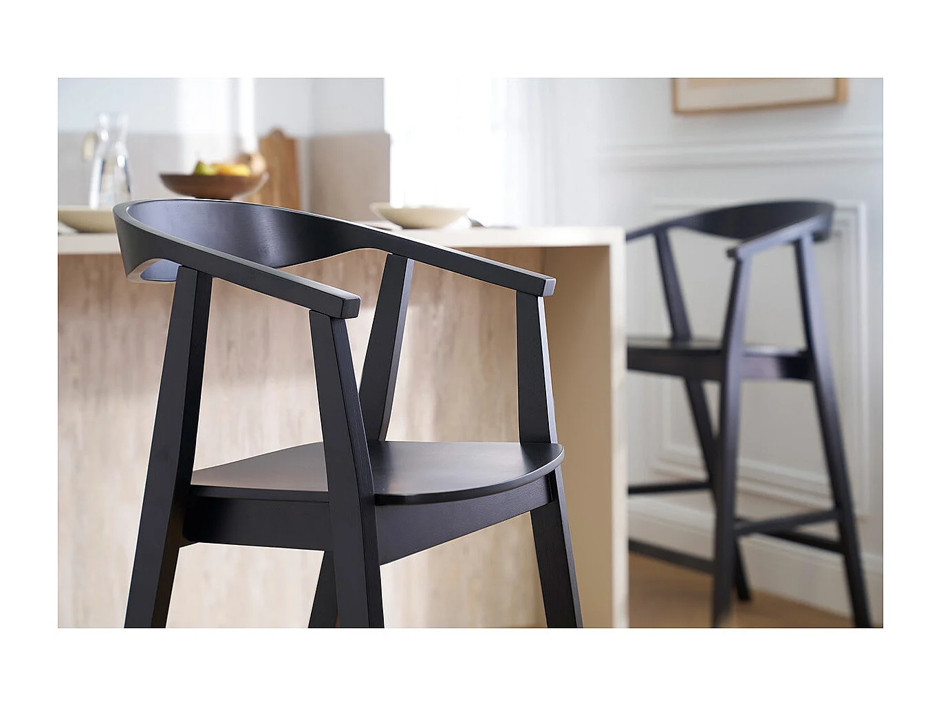 Taburetes de bar escandinavos en madera negra (lote de 2) BAHIA
