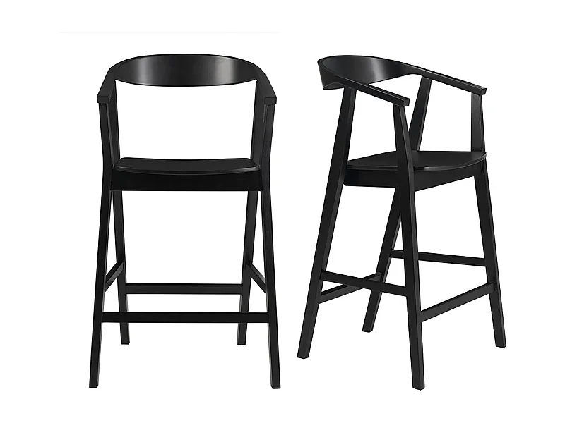 Tabourets de bar scandinaves en bois noir (lot de 2) BAHIA