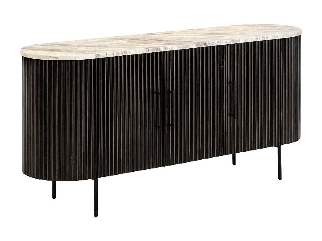 Meuble TV en métal noir et marbre Alfred