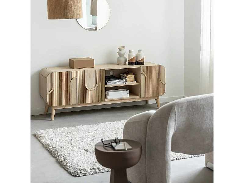 Meuble TV en bois de paulownia Nilo