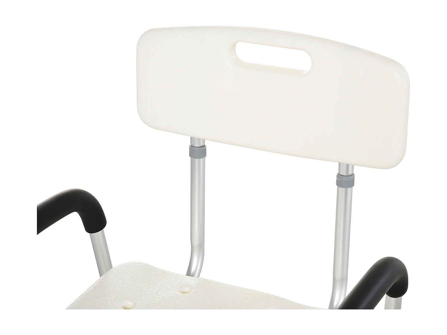 Chaise de douche siège de douche ergonomique hauteur réglable pieds antidérapants dossier accoudoirs amovibles charge max. 136 Kg alu HDPE blanc