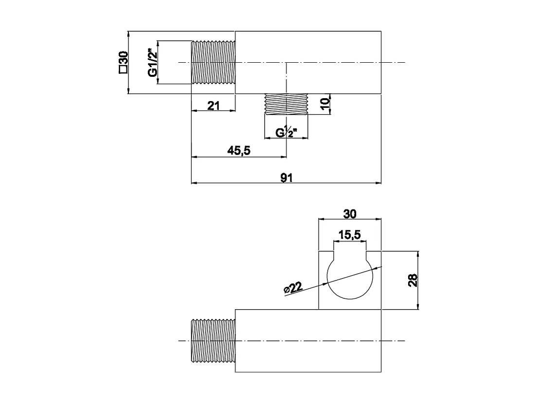 Support Pour Pommeau De Douche Avec Prise D'eau Carrée En Noir Mat