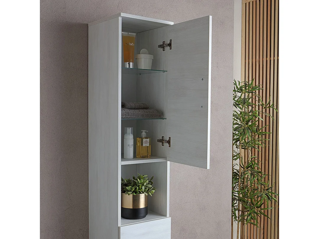 Colonne De Salle De Bains Sur Pied H 190Cm Chêne Blanc | Rimini