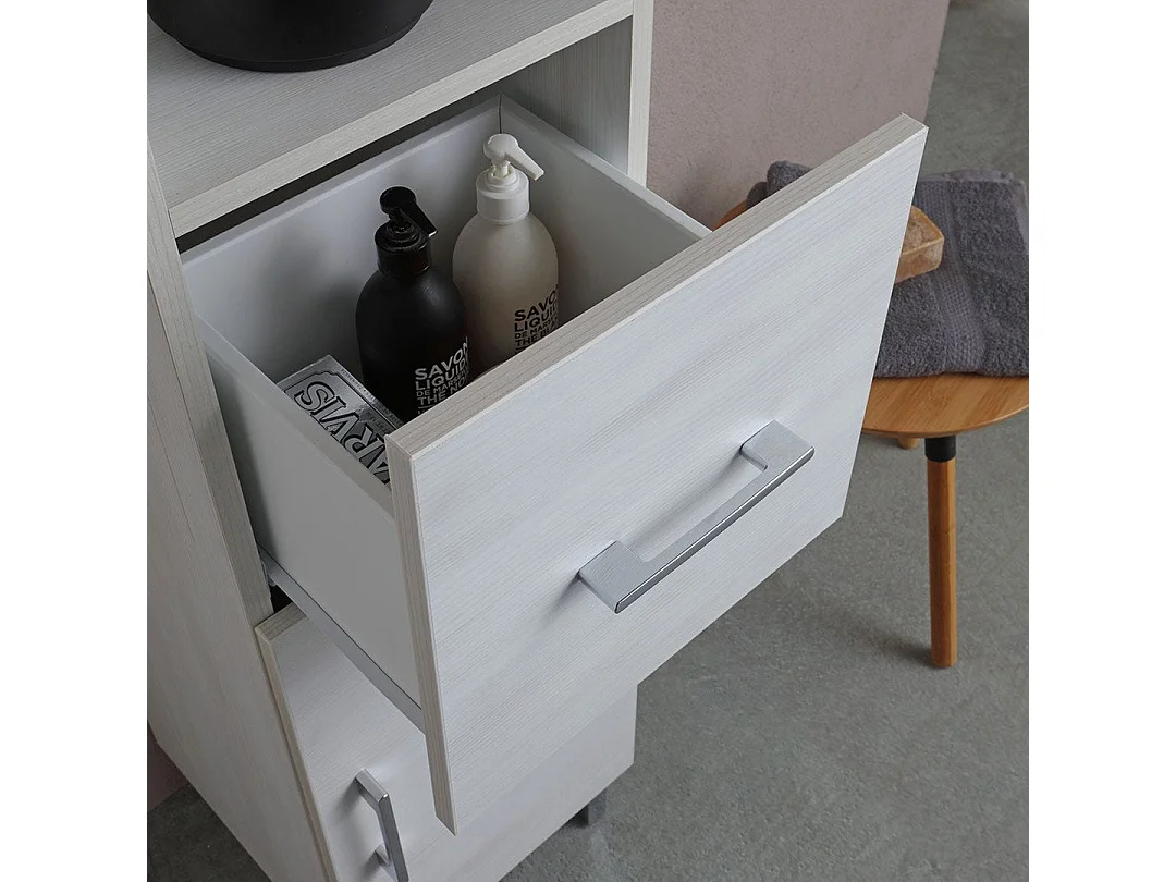 Colonne De Salle De Bains Sur Pied H 190Cm Chêne Blanc | Rimini