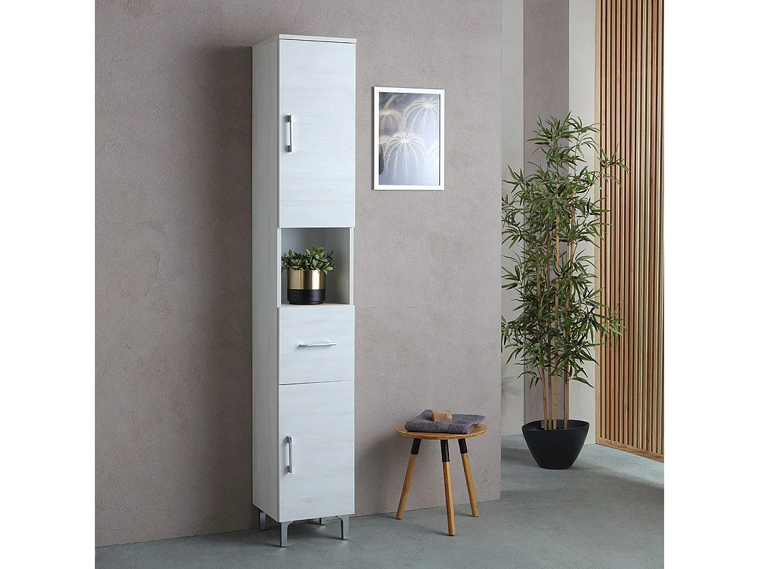 Colonne De Salle De Bains Sur Pied H 190Cm Chêne Blanc | Rimini