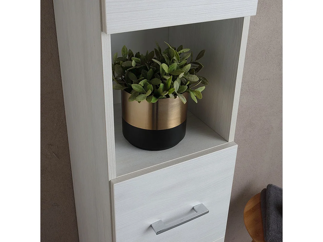 Colonne De Salle De Bains Sur Pied H 190Cm Chêne Blanc | Rimini