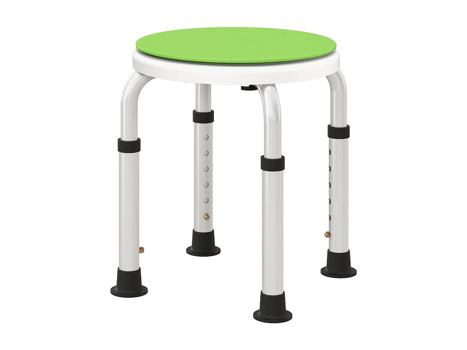 Tabouret de douche siège de douche - hauteur réglable, pivotant 360° - alu PP blanc vert