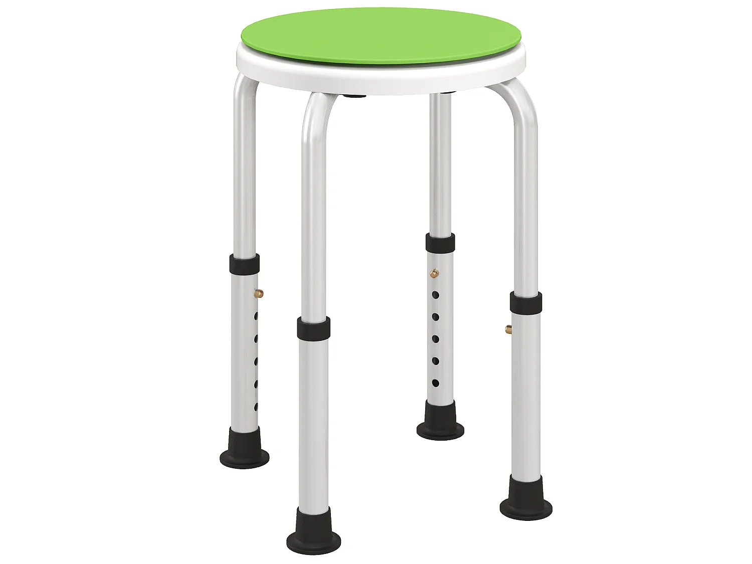 Tabouret de douche siège de douche - hauteur réglable, pivotant 360° - alu PP blanc vert