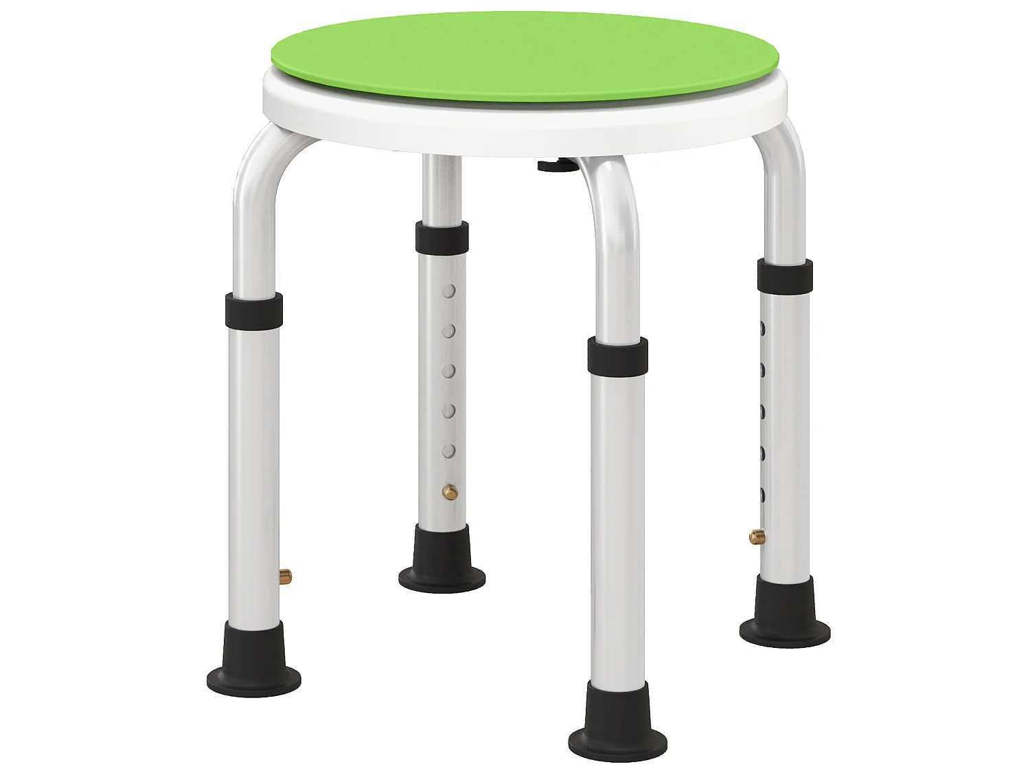 Tabouret de douche siège de douche - hauteur réglable, pivotant 360° - alu PP blanc vert