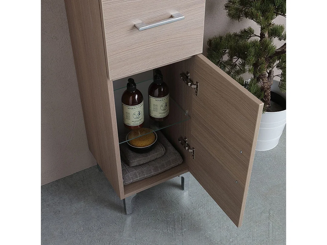 Colonne De Salle De Bain 150Cm Avec Pieds 2 Portes Et Tiroir | Rimini
