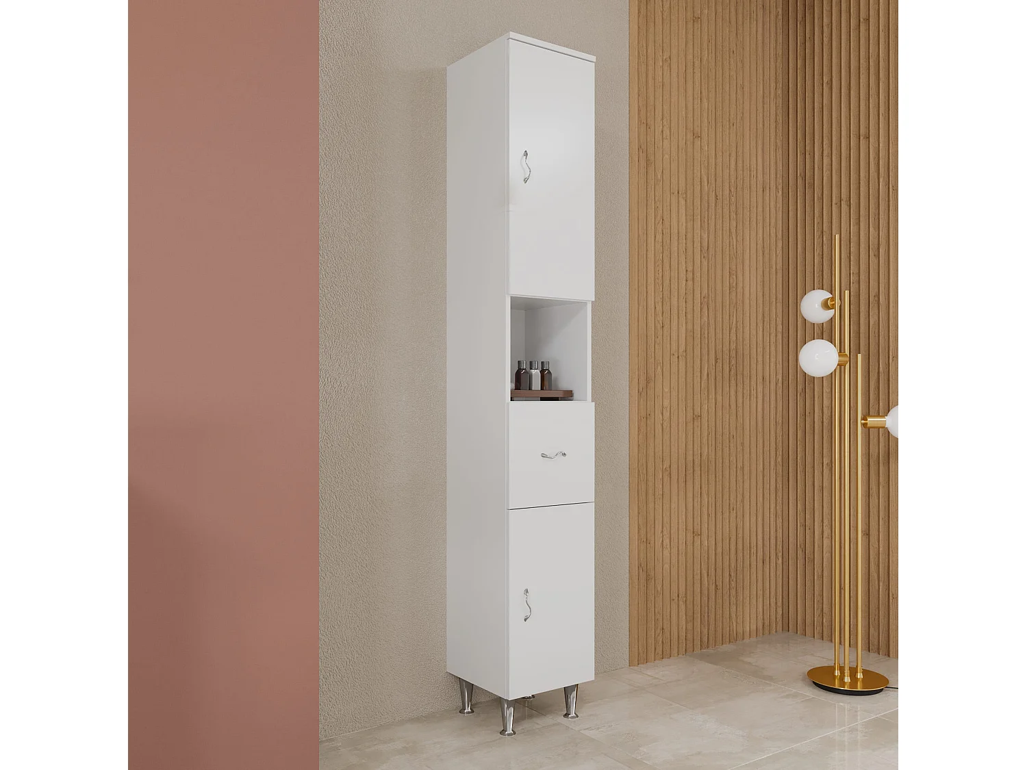 Colonne De Salle De Bain Sur Pied Blanc Brillant H 198 Cm | Easy