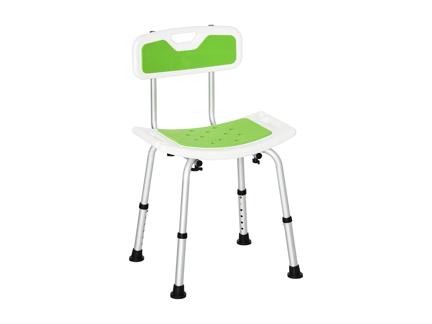 Chaise de douche siège de douche ergonomique hauteur réglable pieds antidérapants charge max. 136 Kg alu HDPE vert