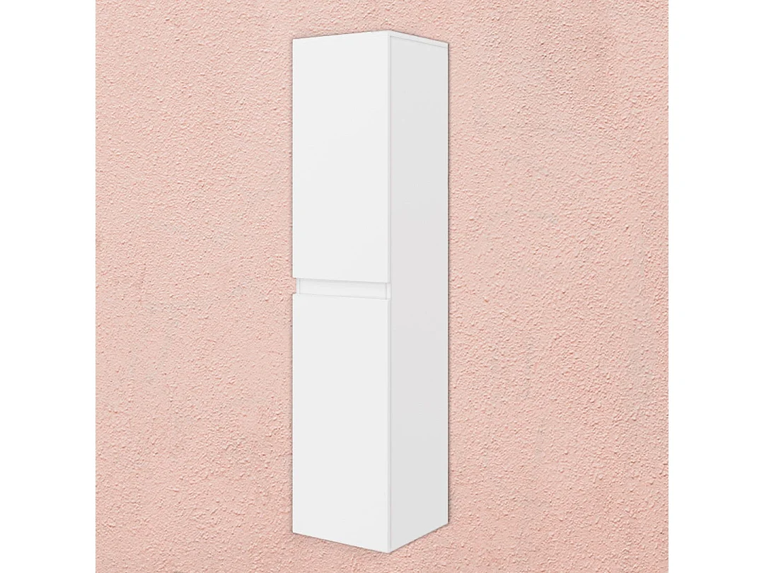 Colonne De Salle De Bain Suspendue Avec 2 Portes Blanc Brillant