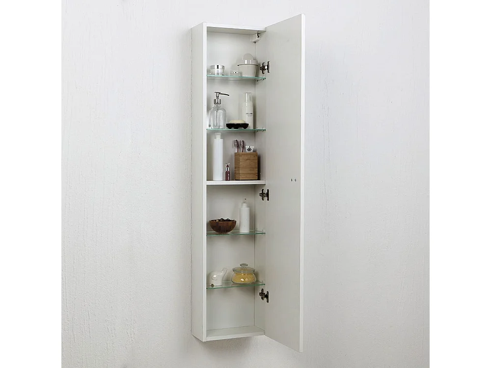 Colonne Pour Salle De Bains Élément Haut Blanc Brillant Avec Porte Simply