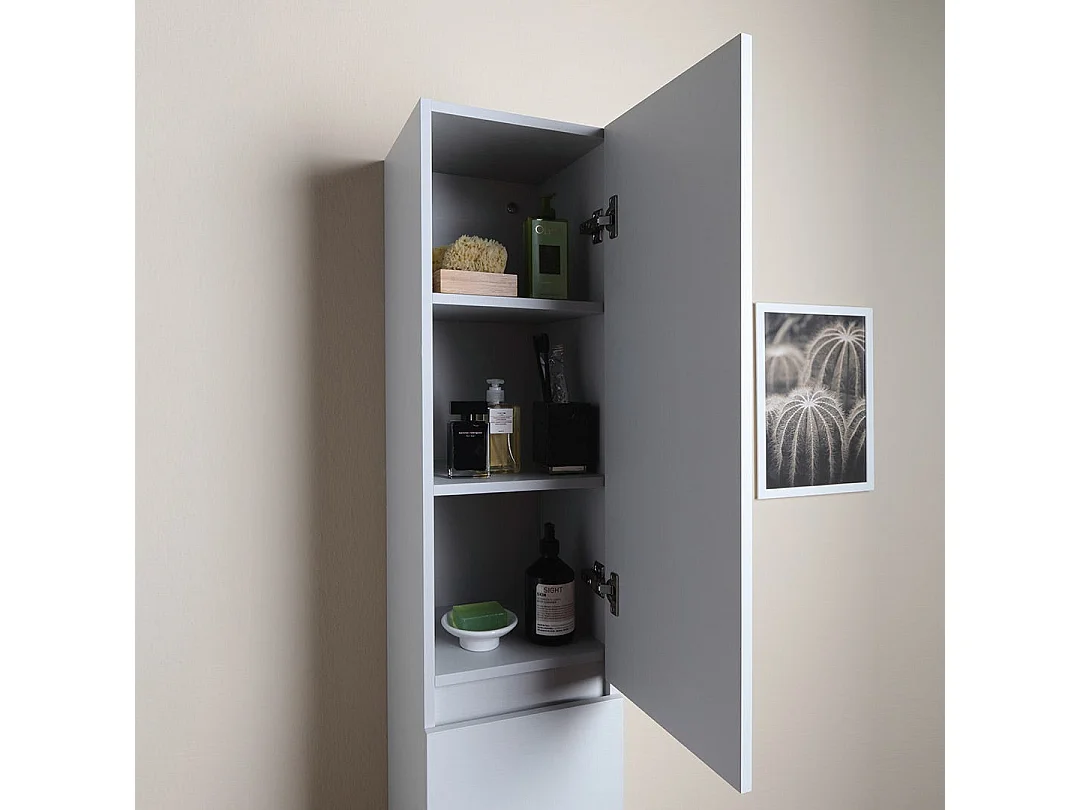 Colonne De Salle De Bains Suspendue 30X170 Blanc Bois | Barcellona