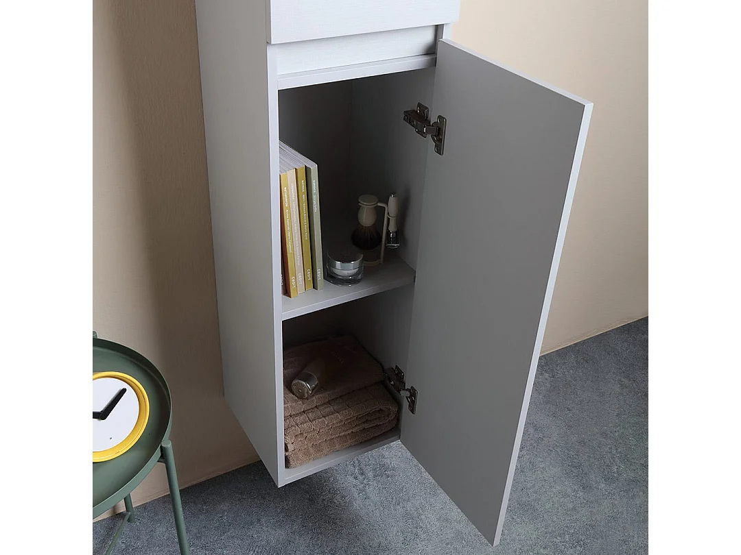 Colonne De Salle De Bains Suspendue 30X170 Blanc Bois | Barcellona