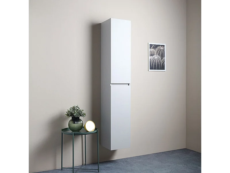 Colonne De Salle De Bains Suspendue 30X170 Blanc Bois | Barcellona