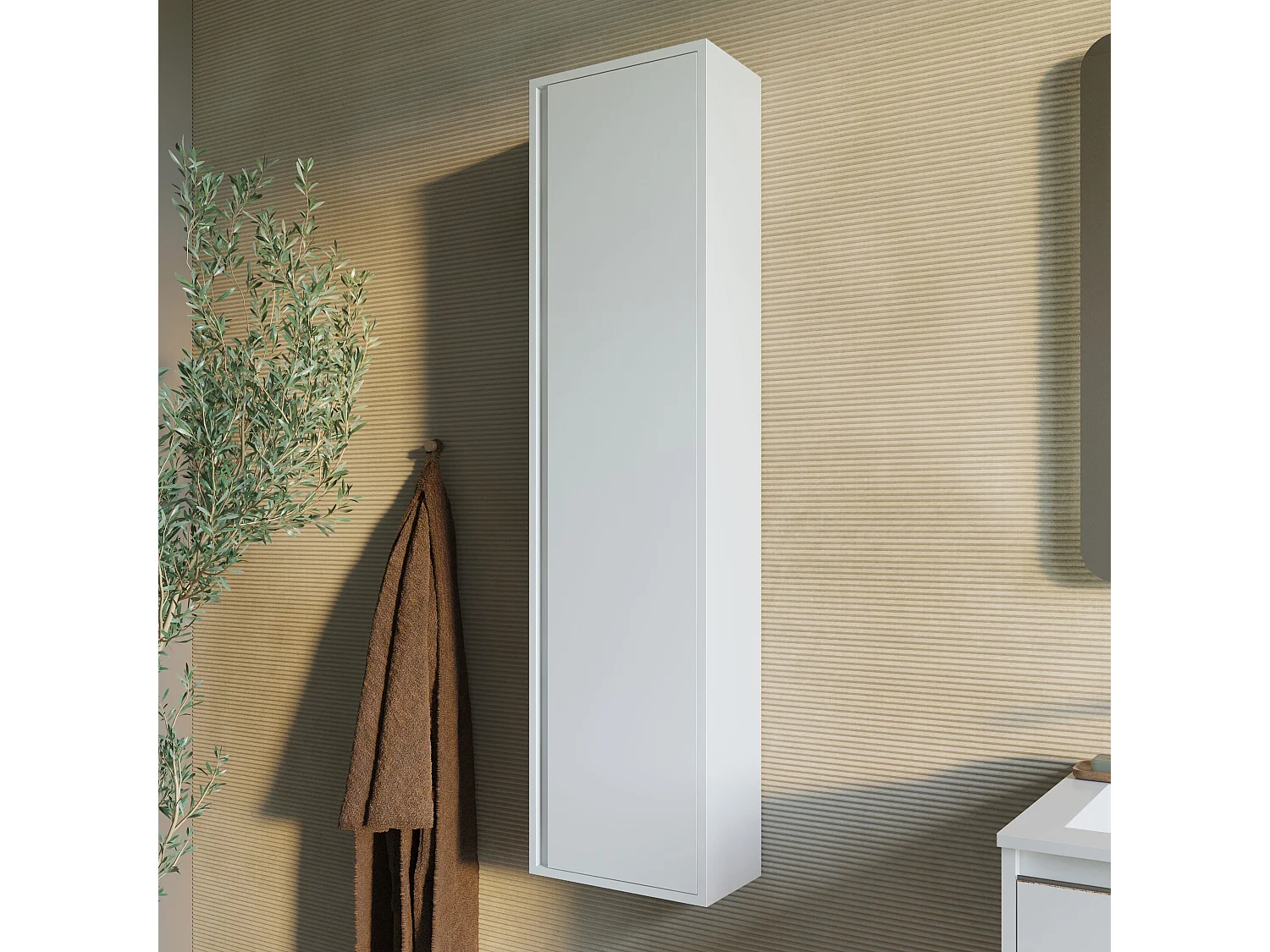 Colonne De Salle De Bains Murale Réversible À Une Porte, 140 Cm, Blanc Mat | Monaco