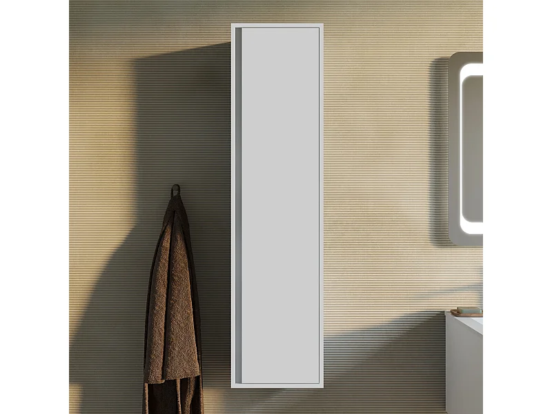 Colonne De Salle De Bains Murale Réversible À Une Porte, 140 Cm, Blanc Mat | Monaco