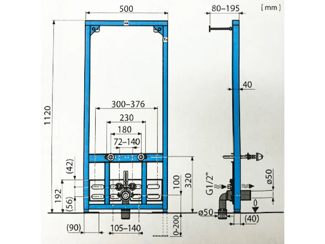 Bâti Support Bidet Pour Paroi Faible