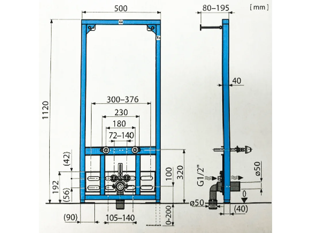 Bâti Support Bidet Pour Paroi Faible
