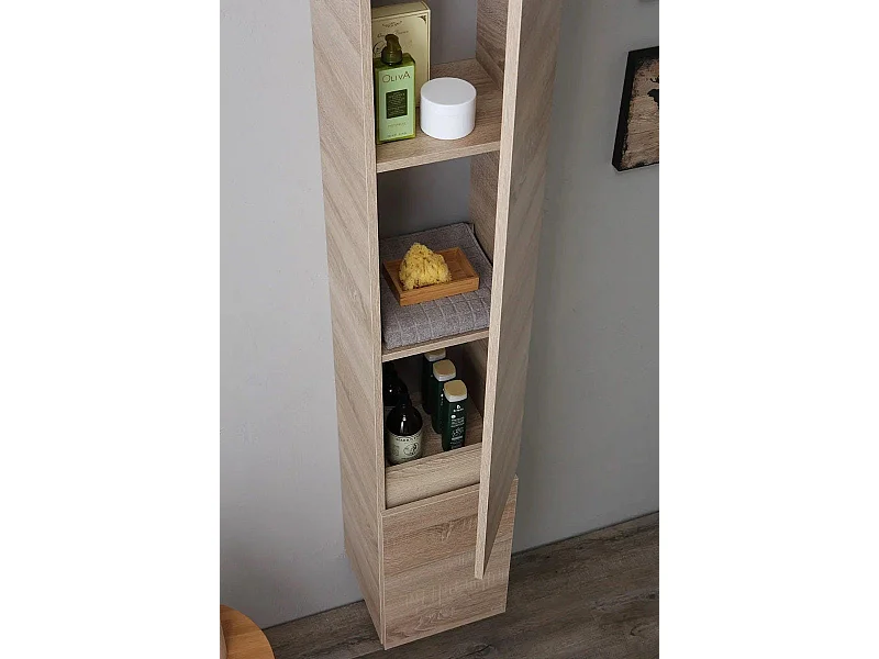 Colonne De Bain Suspendue Avec 2 Portes En Chêne Naturel