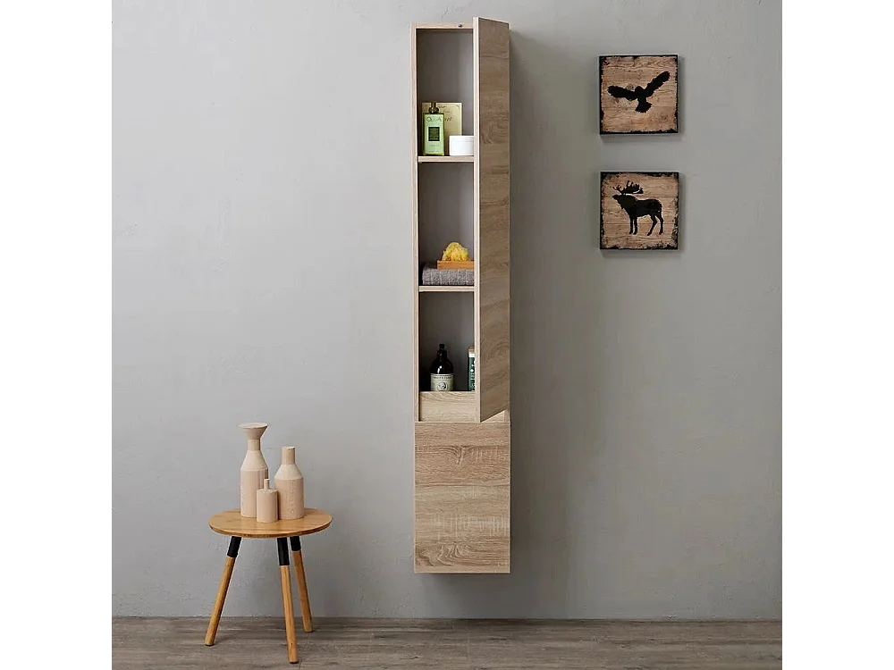 Colonne De Bain Suspendue Avec 2 Portes En Chêne Naturel