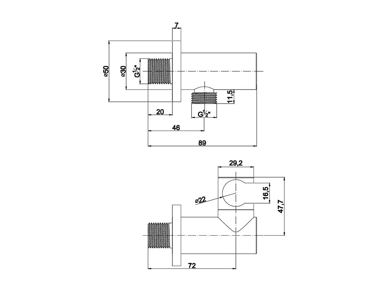 Prise D'eau Avec Support Rond En Laiton Chromé Pour Pommeau De Douche