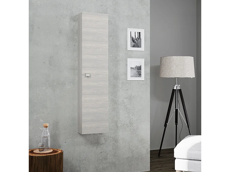 Colonne Une Porte Suspendu Pour Salle De Bain Chêne Gris | Facile