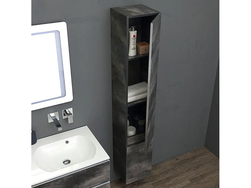 Colonne Élément Haut Salle De Bains Deux Portes Cm 30 Gris Ciment | Valentina