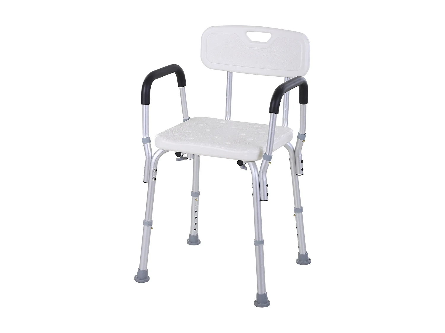 Chaise de douche siège de douche ergonomique hauteur réglable pieds antidérapants charge max. 135 Kg alu HDPE blanc