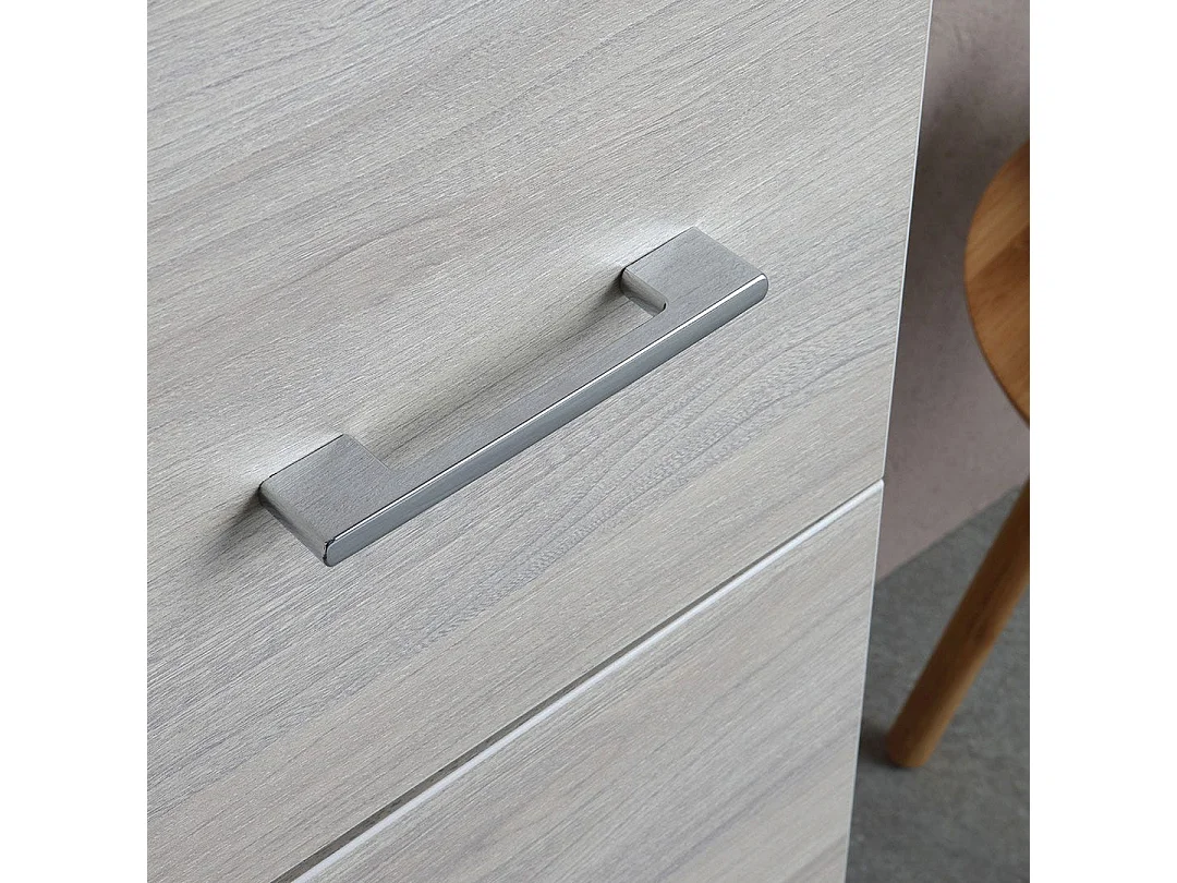 Colonne De Salle De Bain En Bois Gris, Portes, Tiroir Et Compartiment Ouvert | Rimini