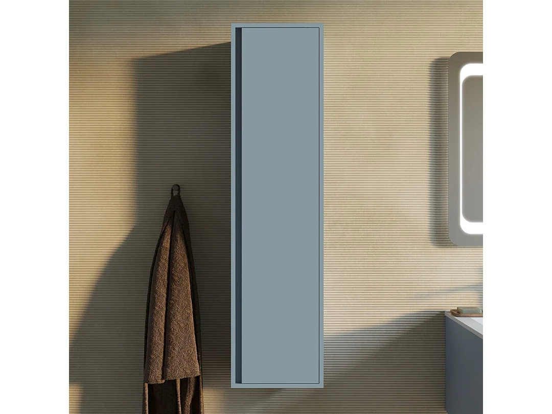 Colonne Suspendue Polyvalente H140 Porte Réversible Bleu Clair Mat | Monaco