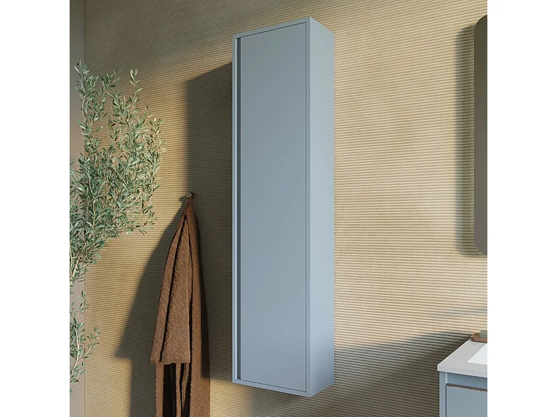 Colonne Suspendue Polyvalente H140 Porte Réversible Bleu Clair Mat | Monaco