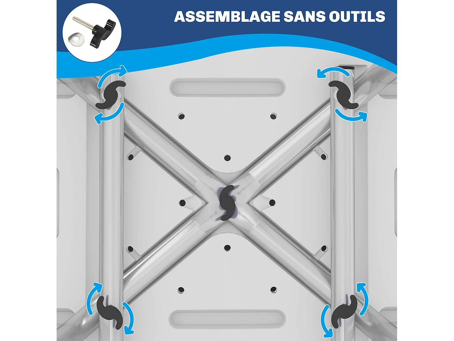 Chaise de douche siège de douche ergonomique hauteur réglable pieds antidérapants charge max. 136 Kg alu HDPE bleu