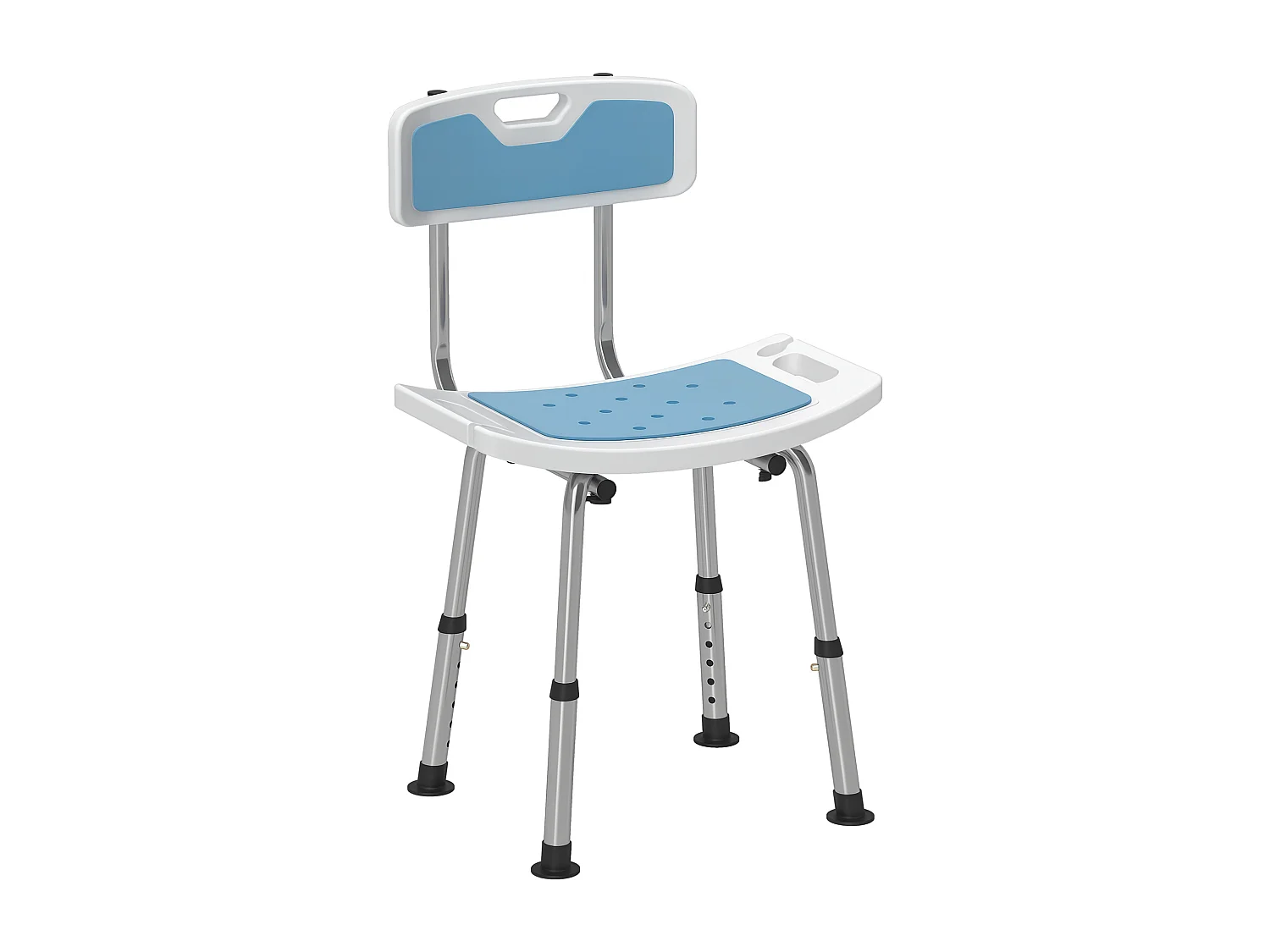 Chaise de douche siège de douche ergonomique hauteur réglable pieds antidérapants charge max. 136 Kg alu HDPE bleu