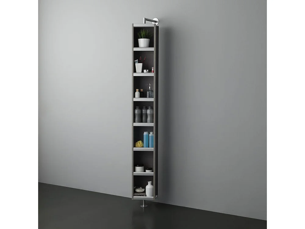 Colonne Tournante Avec Miroir Et Compartiment Ouvert Couleur Gris