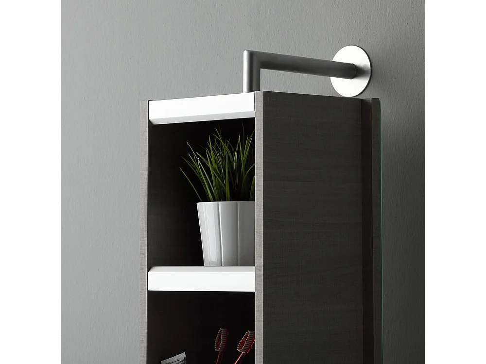 Colonne Tournante Avec Miroir Et Compartiment Ouvert Couleur Gris