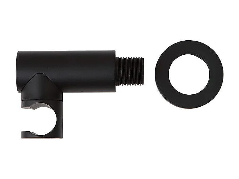 Prise D'eau Ronde En Noir Mat Avec Support De Pommeau De Douche Et Fixation Du Flexible