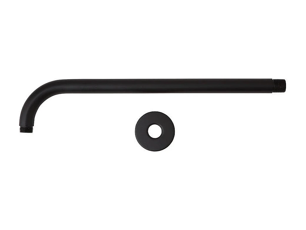 Bras De Douche Arrondi En Noir Mat Avec Fixation Pour Pomme Haute