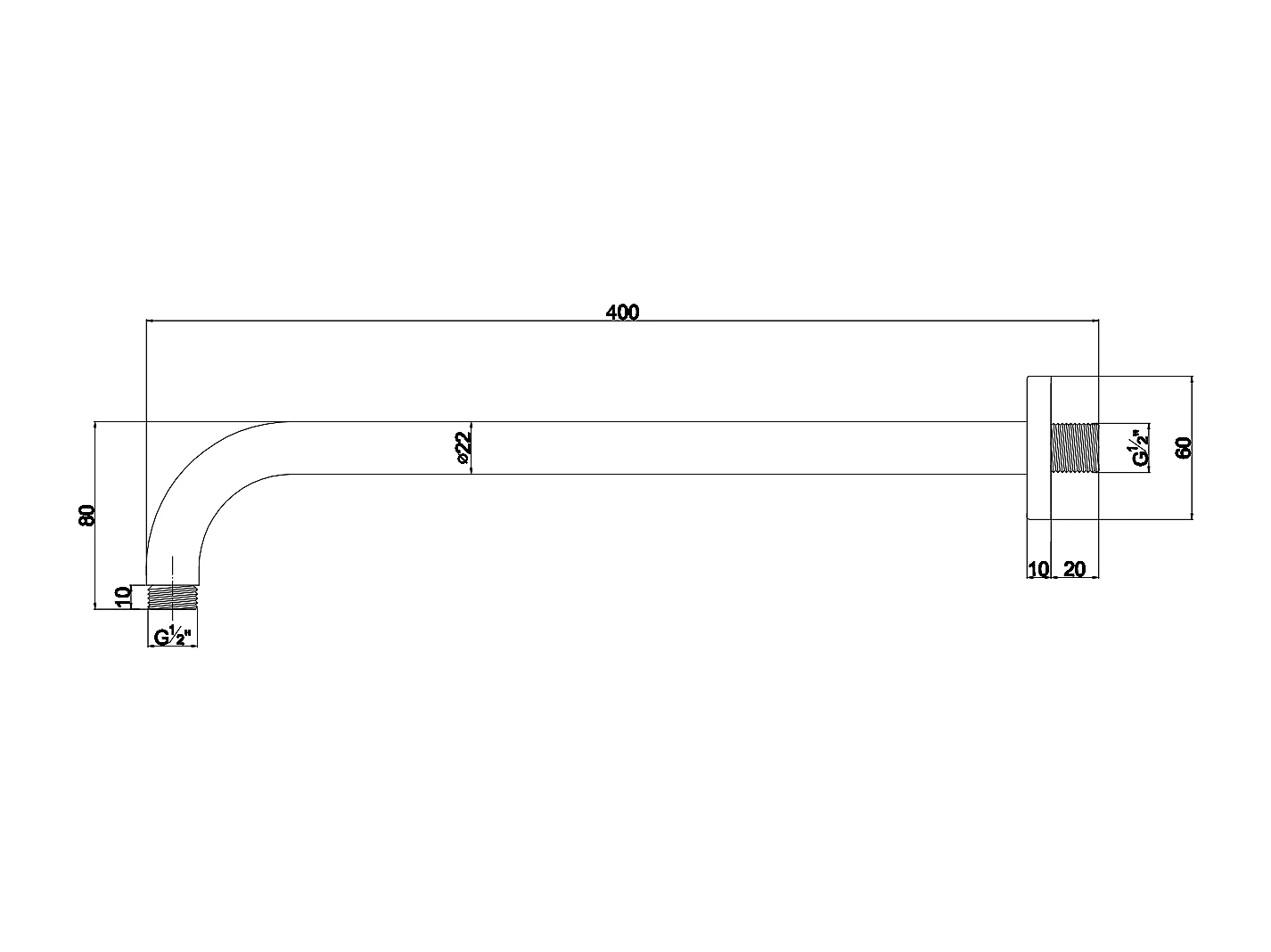 Bras De Douche Arrondi En Noir Mat Avec Fixation Pour Pomme Haute