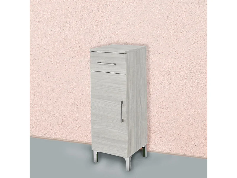30Cm Armoire Salle De Bain, Porte Et Tiroir Bois Gris | Rimini