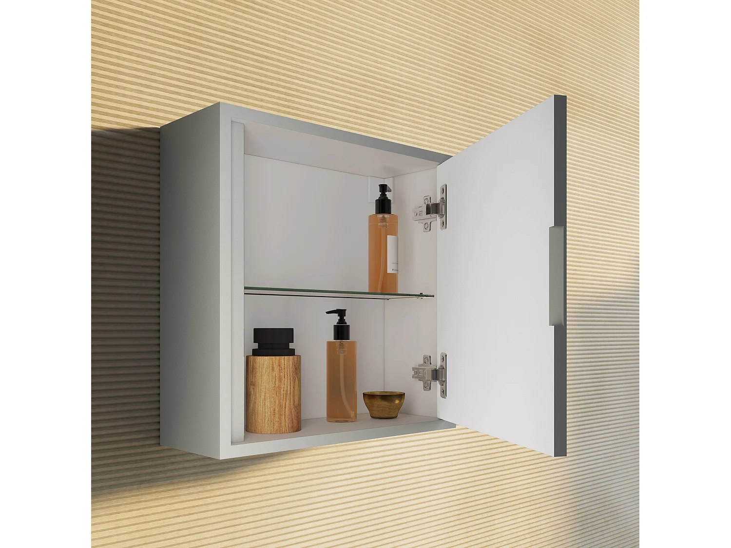 Armoire Murale Pour Salle De Bains Avec Une Porte Réversible Sable Mat | Monaco