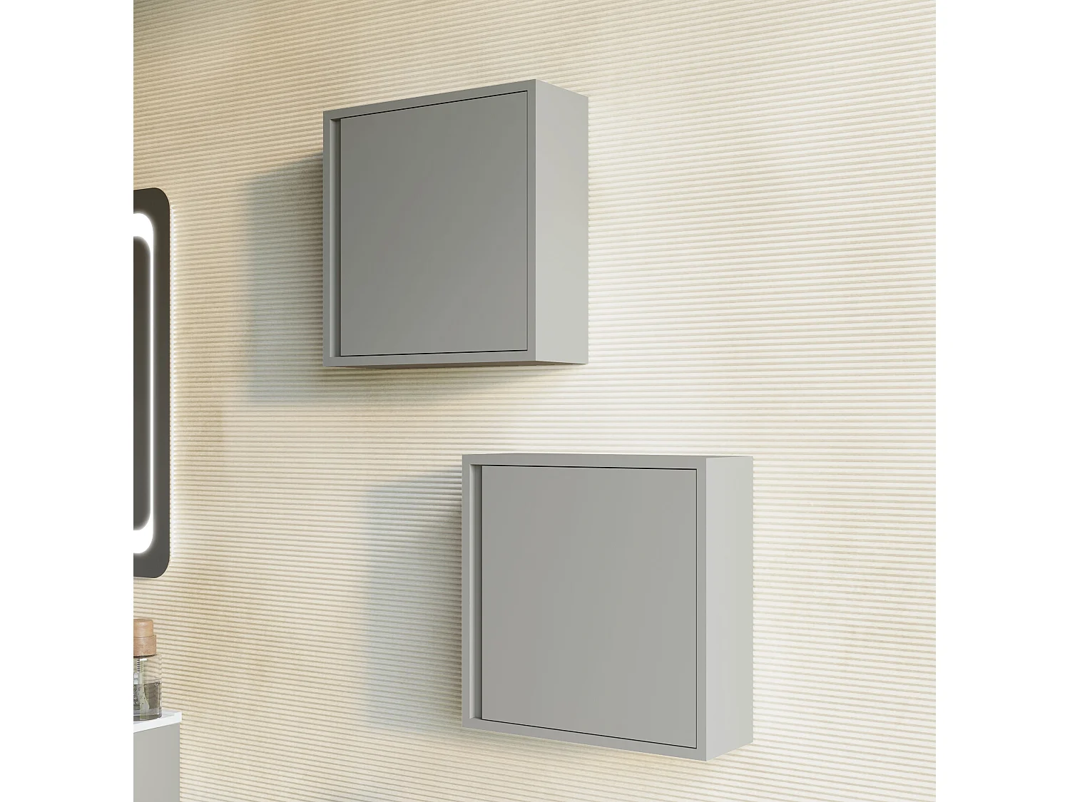 Armoire Murale Pour Salle De Bains Avec Une Porte Réversible Sable Mat | Monaco