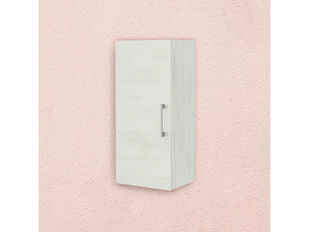 Armoire De Toilette Suspendue 1 Porte Chêne Blanc Poignée Chromée | Rimini