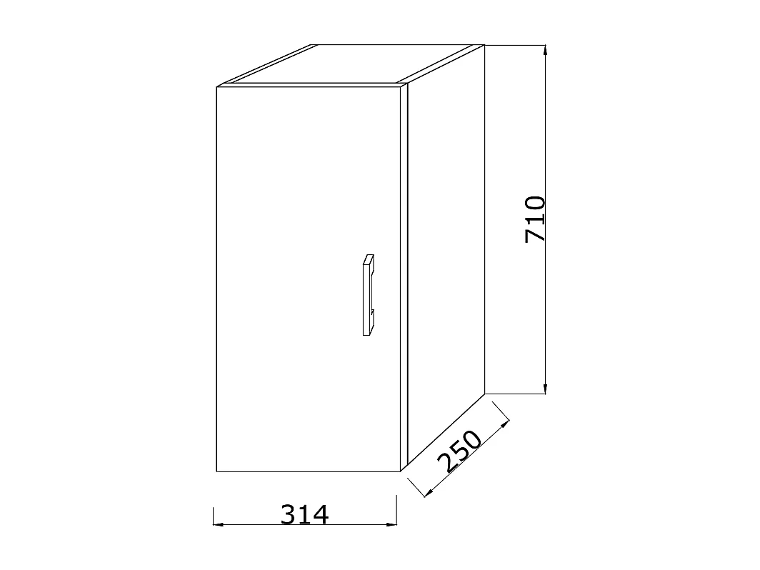 Armoire De Toilette Suspendue 1 Porte Chêne Blanc Poignée Chromée | Rimini